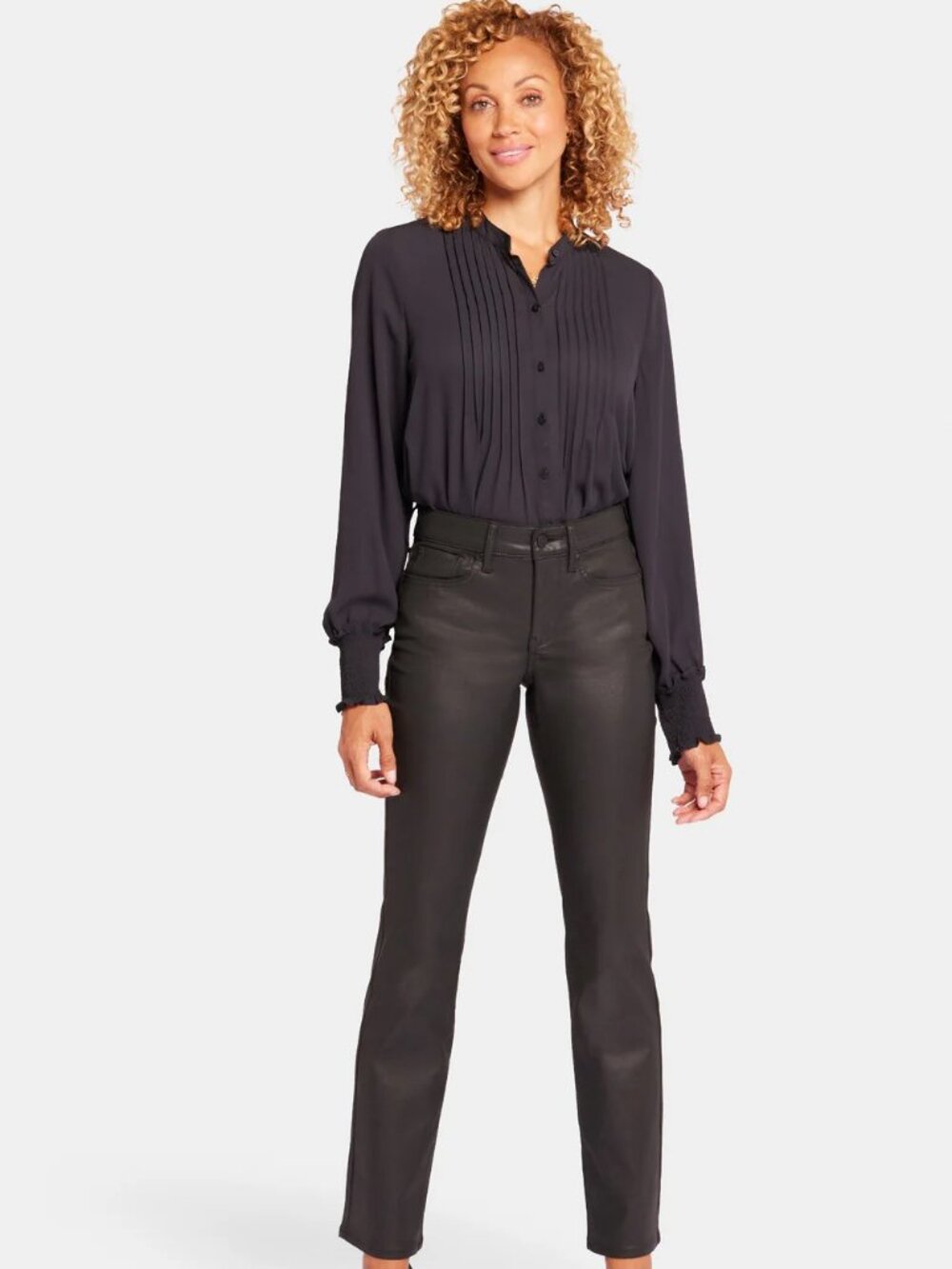 NYDJ Chocolate Brown Coated Jeans